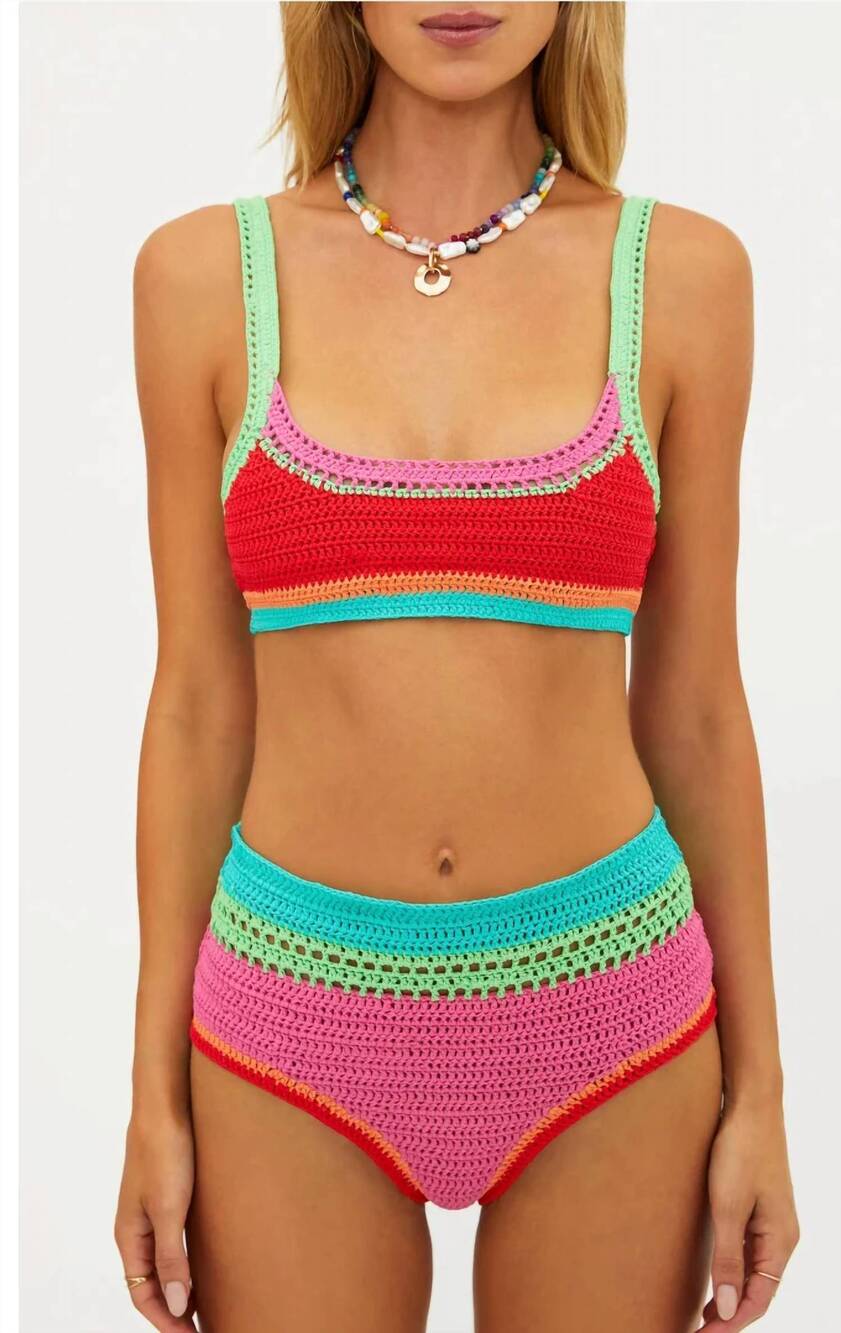 NEW BEACH RIOT milana bikini top in aqua crochet